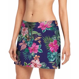 Speedo Falda de natación para mujer, Peacoat floral, S