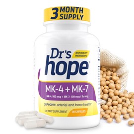 Dr’s Hope Vitamin K2 MK7 with Vitamin K2 MK4, 3-Month Supply High-Potency K2 Vitamin Supplement MK-7 for Bone Health & Cardiovascular Health, 90 Vegan Capsules, Made in The USA