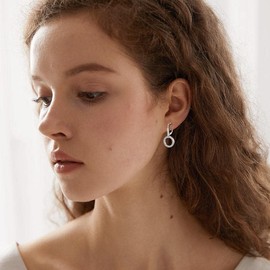 Sreadx Circle Earring for Women Sterling Silver Circle Dangle Drop Earrings Circle Jewellery for Women Girls Ladies Gifts