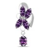 Purple CZ Crystal Stone Orchid with Oval Gems Dangling Reverse