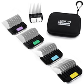 4 Pieces Professional A5 Style Animal Clipper Metal Snap-on Attachment Guard Guide Combs Set, 5/8", 3/4", 7/8", 1" Compatible with Wahl KM Series Oster A5 Andis Detachable Blade Pet Groomers