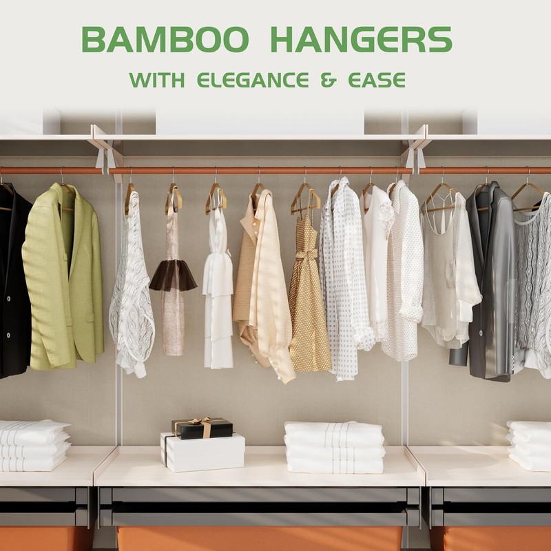 APRTAT Bamboo Clothes Hangers 30 Pack, Suit Hangers 360° Rotatable