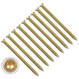 TERF Concrete Screws 7.5 X 90mm Torx Drive Flat Countersunk Head Use Without Plug For Brick Hollow Block Natural Stone Window Frame Door and General Joinery - Pack of 25, Zinc Yellow
