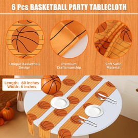 KINMAD 6 Pcs Basketball Party Table Runner, Basketball Centerpieces for Striped Table Sports Themed Party Tablecloth Decorations for Sports Birthday Supplies(60 x 6 Inch)