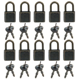 Litoexpe 10 Pcs Mini Cute Diary Padlock Tiny Small Luggage Locks with Keys, Small Metal Padlock Solid Luggage for Jewelry Boxes Decor (Bronze)