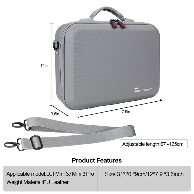 SKYREAT Mini 3/Mini 3 Pro RC Case,Portable PU Leather Storage