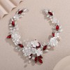 Teyglen Silver Leaf Flower Hair Vine Floral Flower Headpiece Red