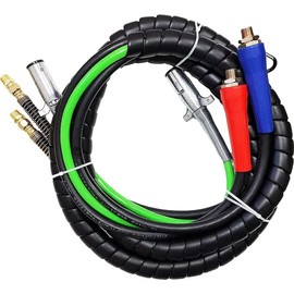 12ft 3 in 1 ABS & Power Air Line Hose Kit Airline Air Hose Wrap 7 Way Electrical Cable Air Lines with Handle Grip Airlines for Semi Truck Trailer Tractor