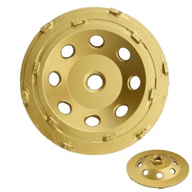 ACTINTOOL 5 in. x 5/8-11 in.12 PCS PCD 5 Inch Double Row PCD Cup Wheel, Epoxy Mastic Thinset Glue Stucco Tough Concrete Coating Removal PCD Grinding Cup Wheel(5/8"-11 Threaded)