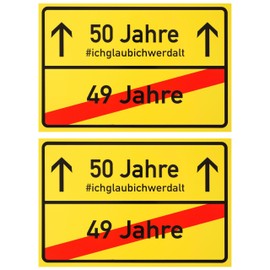 50th Birthday Place Sign, Pack of 2, 1mm PVC, 30 x 20 cm, Joke Item for Birthday Gift, Birthday Surprise 50 Years Sign, Birthday Decoration, Funny Notice Sign Fifty