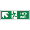 Vsafety 14007AX-S'Fire Exit Arrow Up Left' Sign, Landscape, 300 mm