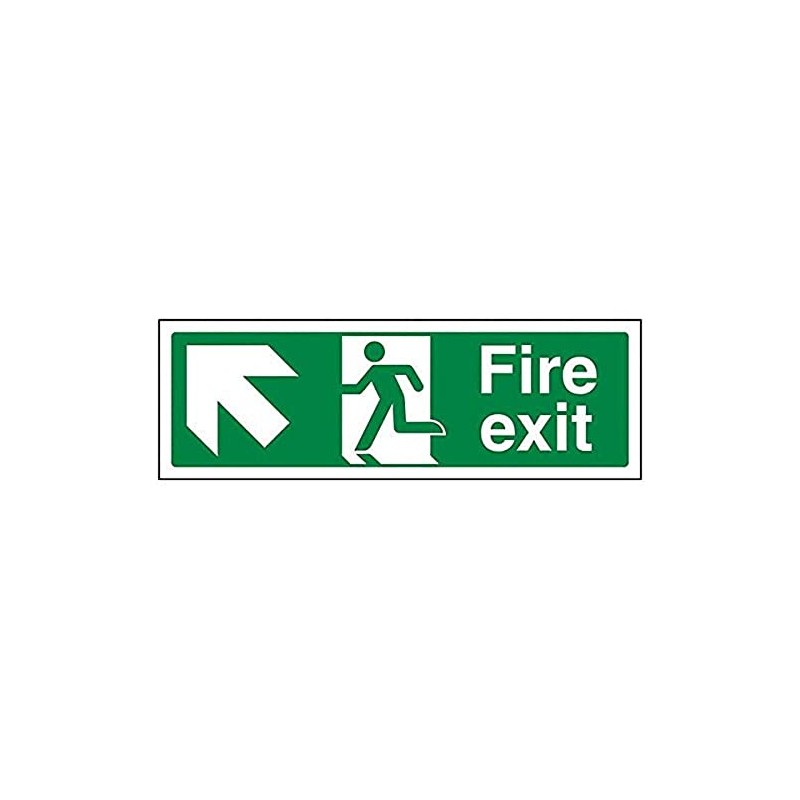 Vsafety 14007AX-S'Fire Exit Arrow Up Left' Sign, Landscape, 300 mm