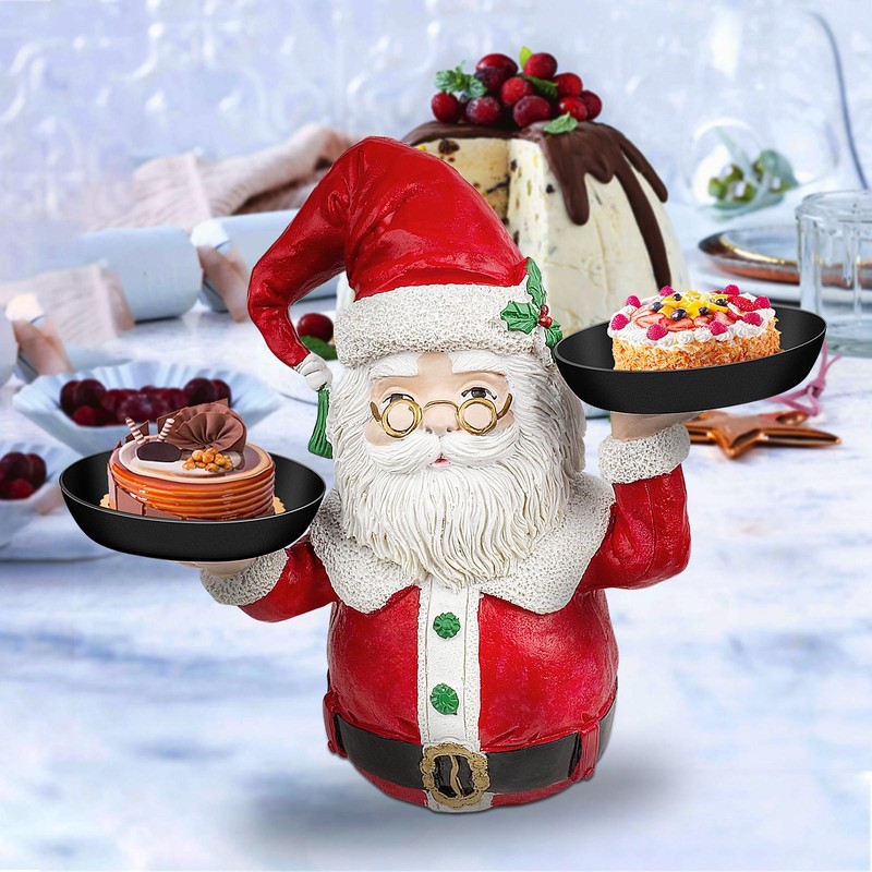 Christmas Snowman Treats Holder Santa Holding Tray Fruit Bowl Rack