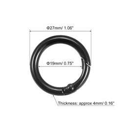 sourcing map Round Spring O Rings, 25mm/ 0.98" Trigger Buckle Snap for Bags, Purses, Keyrings, Black, 4Pcs
