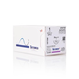 Sutumed SUTUCRYL Absorbable Polyglactin Surgical Suture USP Size 1, 1/2 26mm Reverse Cutting Needle, 28 Inches (70 cm), 12 Count