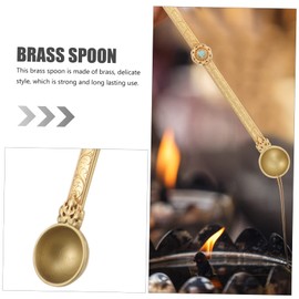 UTHCLO Intricately Crafted Brass Ghee Spoon for Pure Brass Spoon for Pouring Ghee Antique Style Religious for Offering Holy Water Souvenir for Spiritual Women