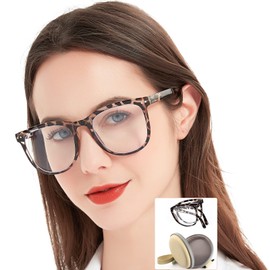 MARE AZZURO Folding Blue Light Blocking Reading Glasses Women Stylish Computer Readers 1.00 1.25 1.50 1.75 2.00 2.25 2.50 2.75 3.00 3.50 (Leopard, 2.0)