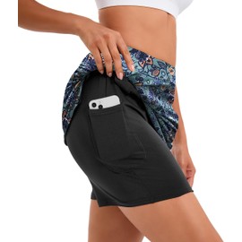 Jhsnjnr Women's Tennis Skirts with Pockets Shorts High Waisted Knee Length Skirt Athletic Golf Skorts