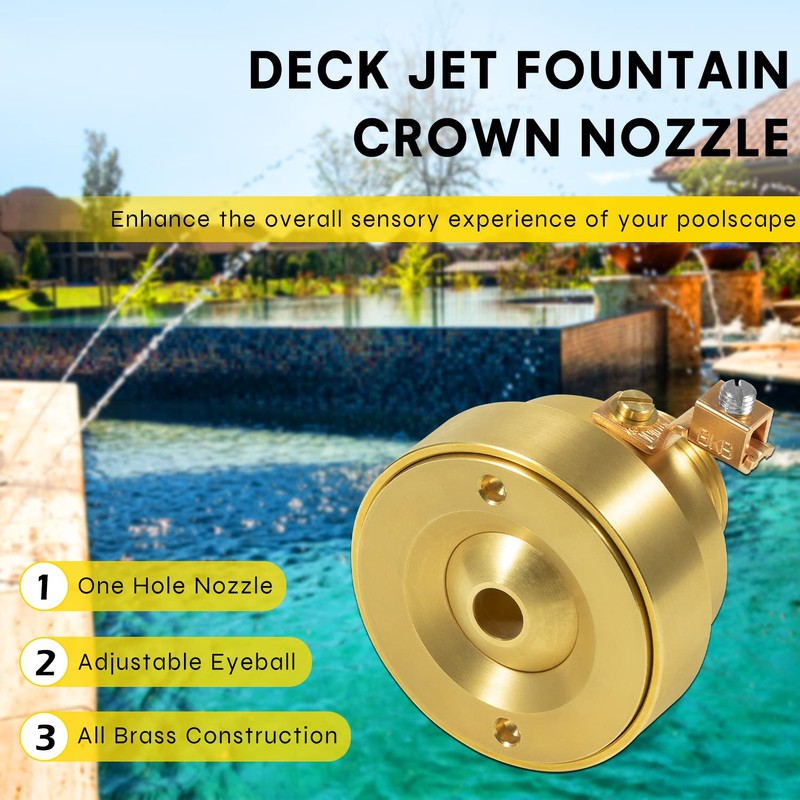 DearChan Swimming Pool Spa Brass Deck Jet Fountain Crown Nozzle