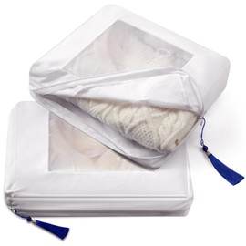 GliCraft 2 Pcs Cashmere Protection Pouch Wool Cotton Sweater Storage Bag Breathable Washable Cotton Bag for Woolen Cashmere Sweaters Storage, Cashmere, Merino Wool, and More