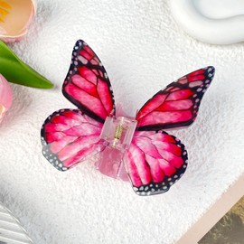 Women's Butterfly Hair Clips Acrylic Butterfly Hair Clips Hair Clip Non-Slip Hair Pin Hair Accessories Hair Jaw Clip Headwear for Women Girls for Daily Wear, Red