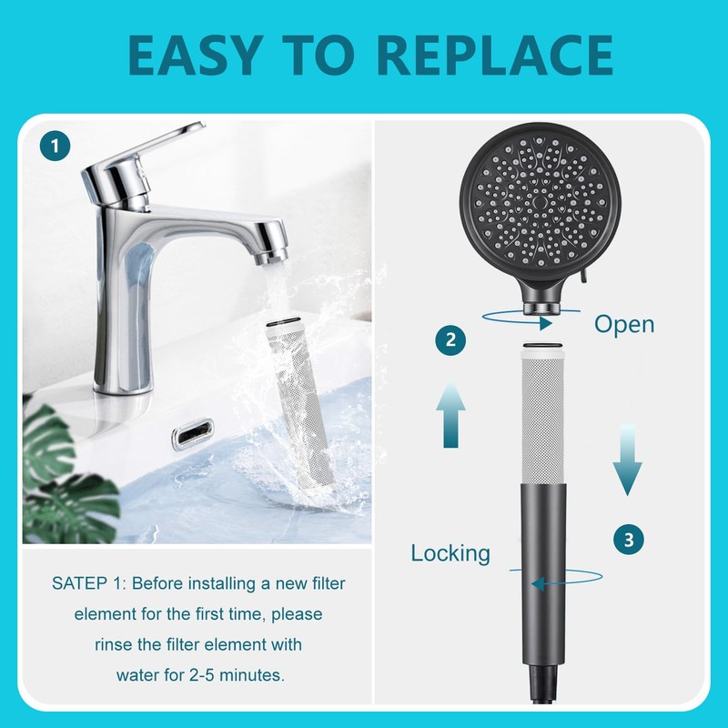 AOERUOW 2-Pack 2.0 Carbon Replacement Shower Filter Cartridge Compatible with