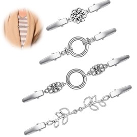 Pack of 4 Vintage Cardigan Pullover Clips, Scarf Buckle, Shirts, Dresses, Scarf Clips for Women and Girls, Closure for Collar Cape Scarves Coat Women's Charm Accessories, 4 Styles, Metal, 0