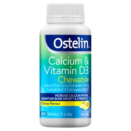 Ostelin Calcium & Vitamin D3 Chewable Tablets 60 - Supports Bone Density & Strength - Assists Healthy Bone Development in Teens - Maintains Healthy Immune System & Muscle Function