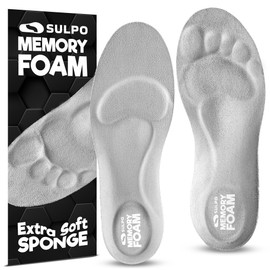 SULPO Memory Foam Insoles - Soft Shoe Insoles, Ergonomic Support and Comfort for the All Day 1 Pair Size 37-38