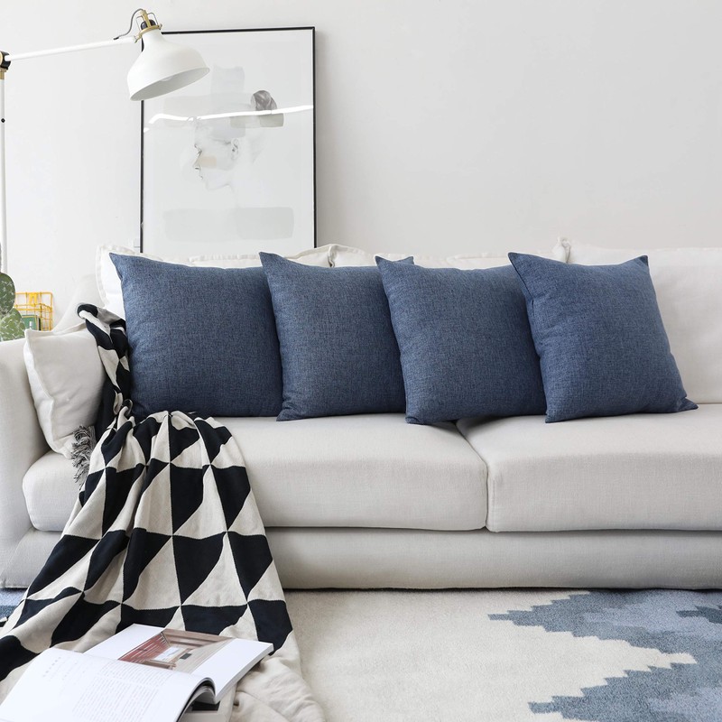 Home Brilliant Navy Cushion Covers Pillow Covers Pack of 4