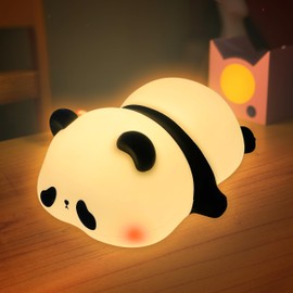 Kiwigold Panda Night Light, LED Squishy Cute Lamp, Kids' Silicone Panda Light, Dimmable Girls' Baby Bedroom Nightlight, Rechargeable Touch Lamp for Breastfeeding Nursery Decor