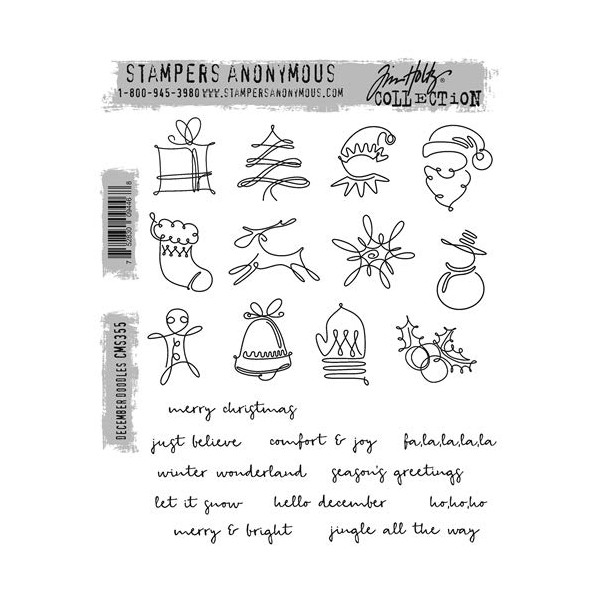 Tim Holtz Stamper's Anonymous Cling Stamps, December Doodles