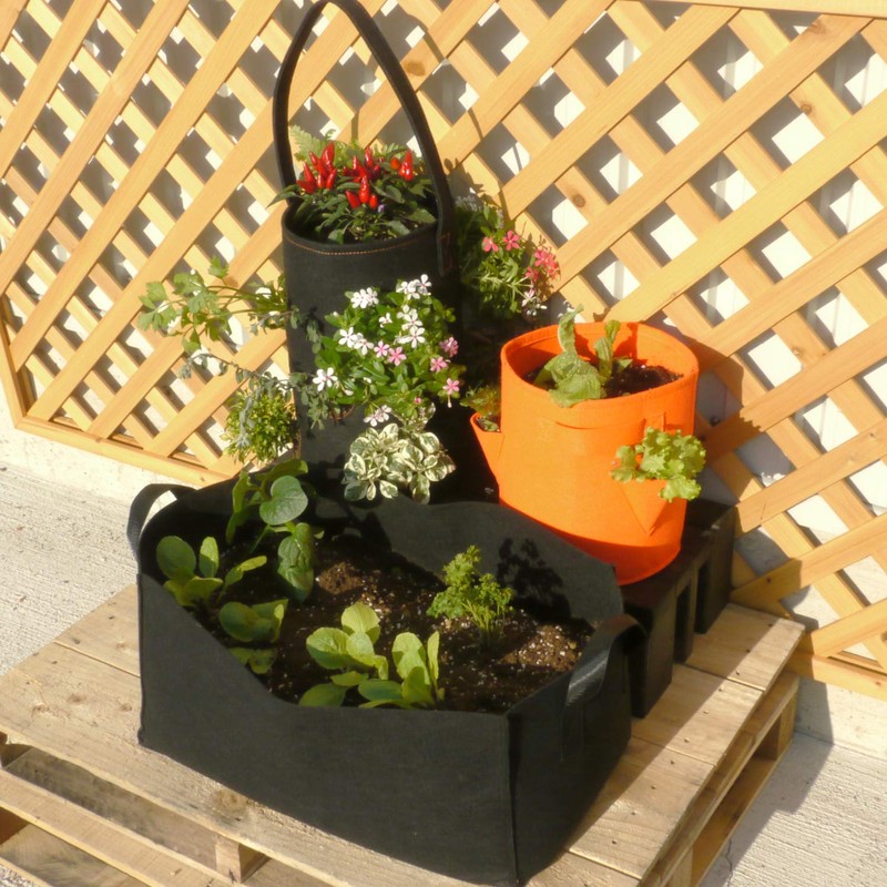 Astro Felt Planter, Large, Cuboid Shape, Black, Non-woven Fabric, Pot,