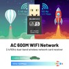 WiFi Adapter for Desktop PC,USB WiFi Adapter,Bluetooth&WiFi 2-in-1,600Mbps 2.4/5.8Ghz Dual