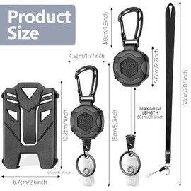 Shpucise 2 Pcs Heavy Duty Retractable Keychain,Retractable Badge Holder ID Lanyard Reel with 31.8" Steel Shrinkable Cord,2 Pcs Id Badge Holder and 2 Pcs Detachable Lanyard Strap
