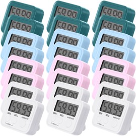 Weewooday 24 Pcs Digital Kitchen Timer Magnetic Timer Bulk On/Off Switch Minute Second Count up Countdown Loud Alarm for Exercise Cook Baking(White, Pink, Light Blue, Dark Green)
