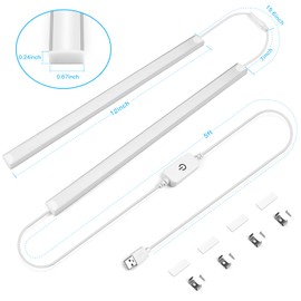 tlinkosta Under Cabinet Lights, 3-Piece 12-Inch, Dimmable, USB-Powered Parallel Linkable Cabinet Lighting, Cool White, for Wardrobe, Shoe Cabinet, and Workbench (2)
