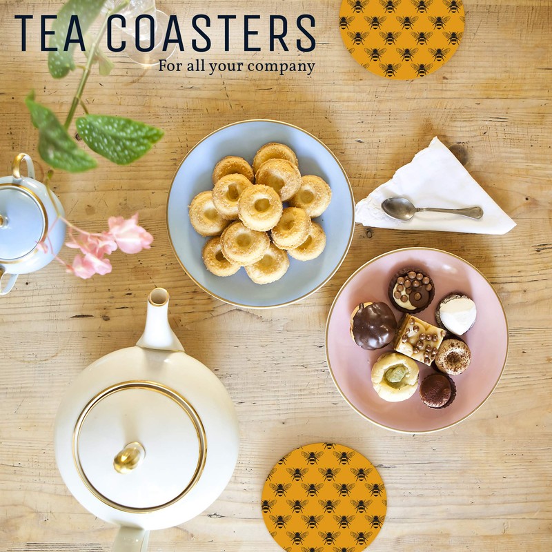 1 x Beautiful Bees Pattern Art - Round Coaster Kitchen