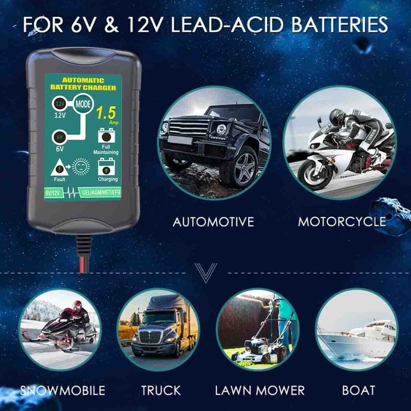 6V / 12V 1.5A Smart Battery Charger Desulfator Maintainer Battery
