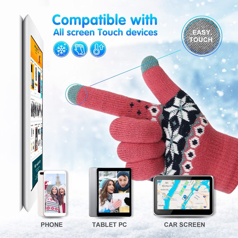 Veni Masee women's warm winter wool touchscreen gloves, with thermal