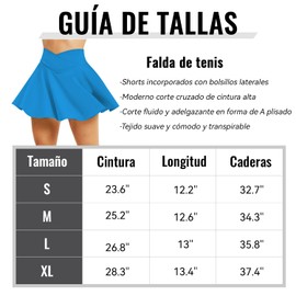 MXKJ-IU Falda Deportiva Mujer,Falda Tenis Falda Deportiva para con Bolsillos,Adecuado para Jugar Tenis,Golf Y Otros Deportes.(Grande,Azul)