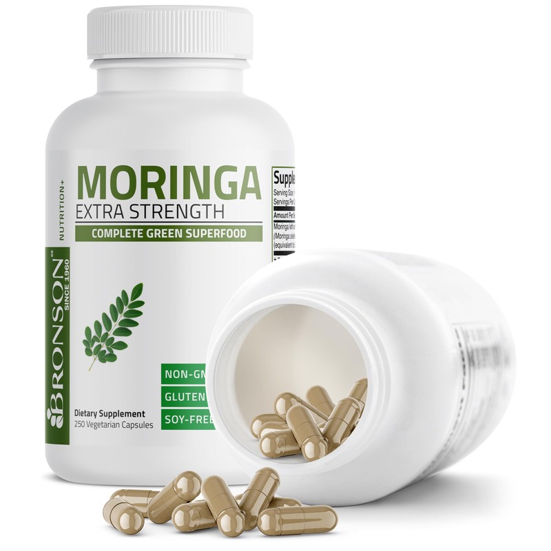 Bronson Moringa Extra Strength Capsules Moringa Oleifera Powder, 250 Count