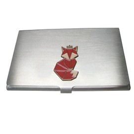 Kiola Designs Red Toned Crowned Origami Fox Business Card Holder