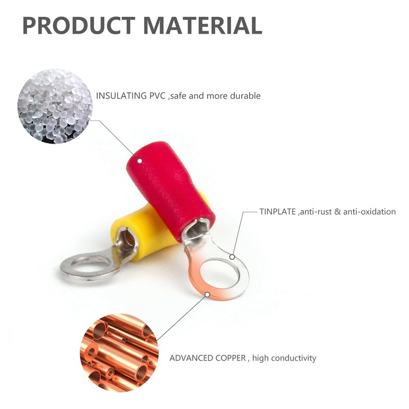 FullFun 360pcs 12-Sizes(M3/M4/M5/M6) Insulated Ring Terminals 22-16/16-14/12-10AWG Ring connectors Electrical