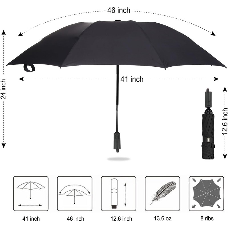 LANBRELLA Umbrella Reverse Travel Umbrella Windproof Compact Folding - C2.1