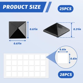 HolyMaji 25 Pcs Snowboard Stomp Pad Spikes, Pyramid Studs Stomp Pad Snowboarding, Self-Adhesive Ski Snowboard Anti-Slip Grip Stomp Pad - Aluminum Studded Scraper - Provides Extra Grip (Black)