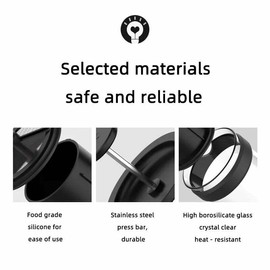 BrewMingle French Press Coffee Maker Pots Steel - color: Black