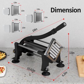 French Fry Cutter, Stainless Steel Potato Cutter with 3/8 Inch Blades, Commercial French Fries Slicer for Whole Potatoes, Carrots, Cucumbers(3/8 Inch Blade)