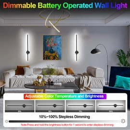 Upgraded Battery Operated Wall Sconce Set of Two,Rechargeable Dimmable Wall Lights with Remote Control,Hexagon 3000K-6500K LED Wireless Wall Lamps Decor for Hallway,Bedroom and Living Room-(2 Pack)