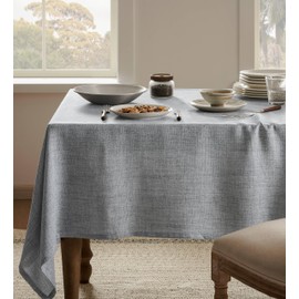YZJZEDS Linen Tablecloth for Rectangle Table 60x84 Inch Grey, Farmhouse Style Grey Tablecloth, Water Resistant Burlap Tablecloths for Dining Table Farmhouse Kitchen